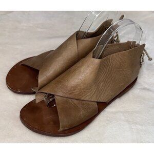 BEEK Women’s Loon Ankle Tie Sandal Sandals Brown Leather Shoes Size 9